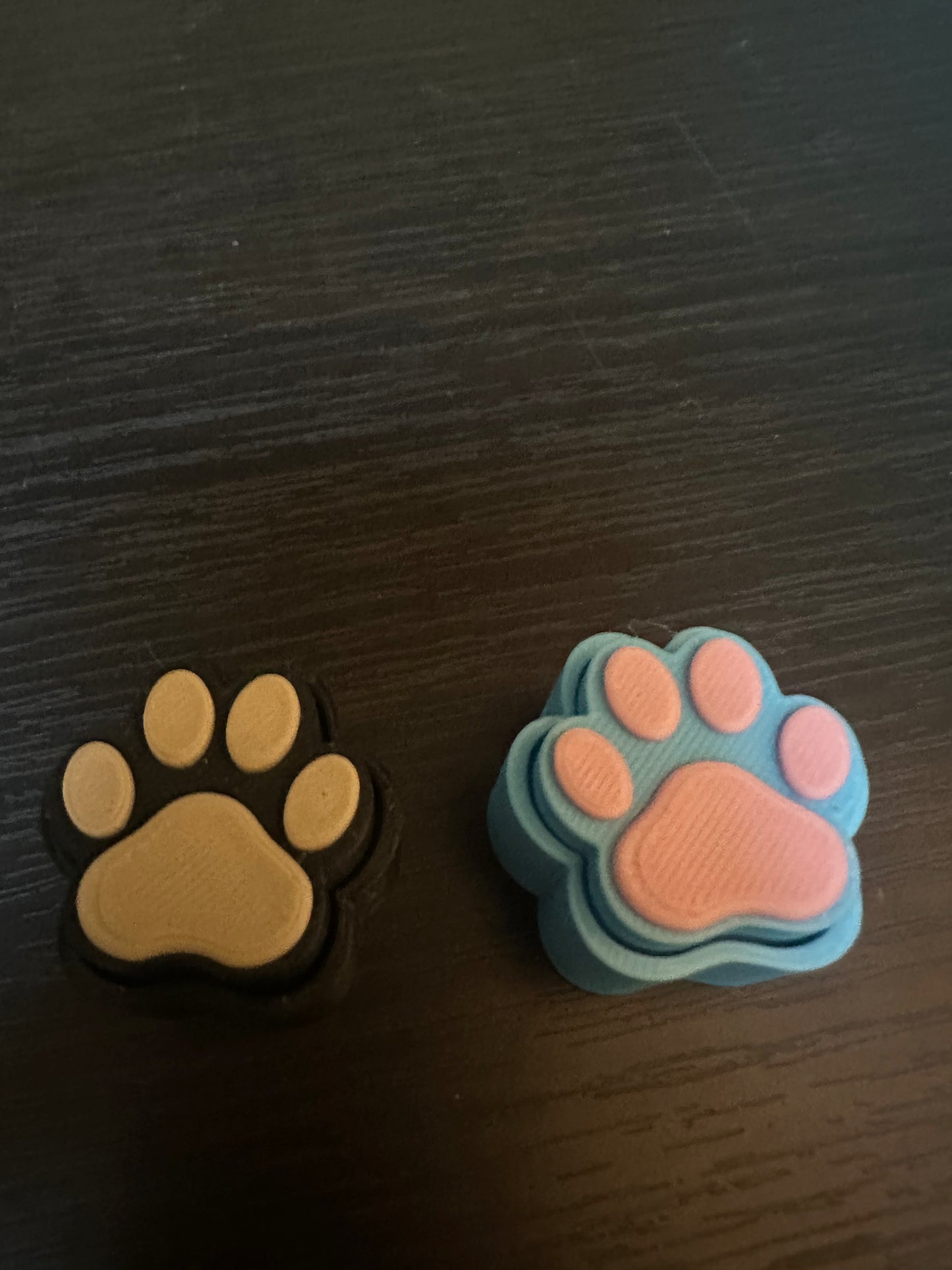 3d printed paw print clicker fidget toy