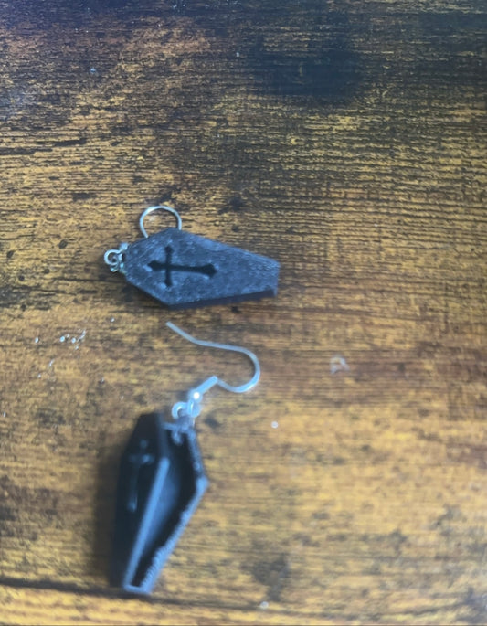 3d printed coffin earrings