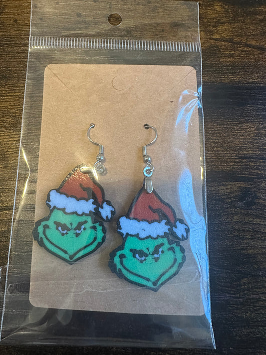 3d printed grinch earrings