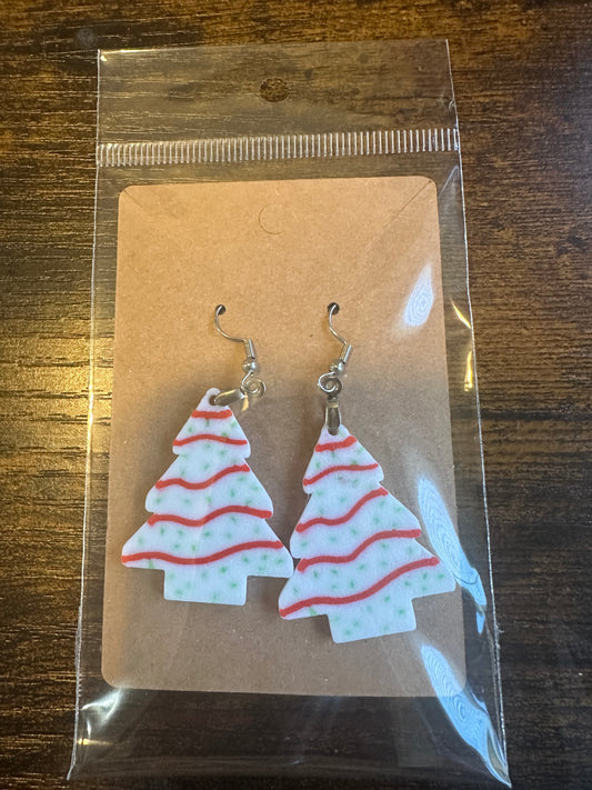 3d printed Christmas tree cake earrings