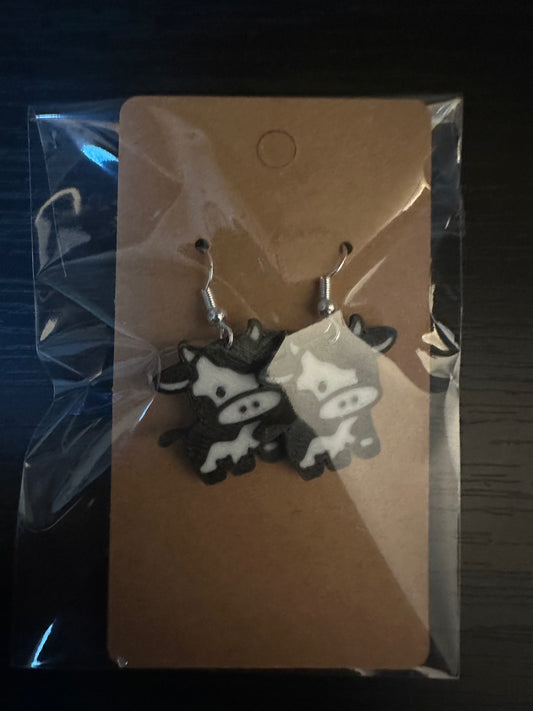 3d printed cow earrings