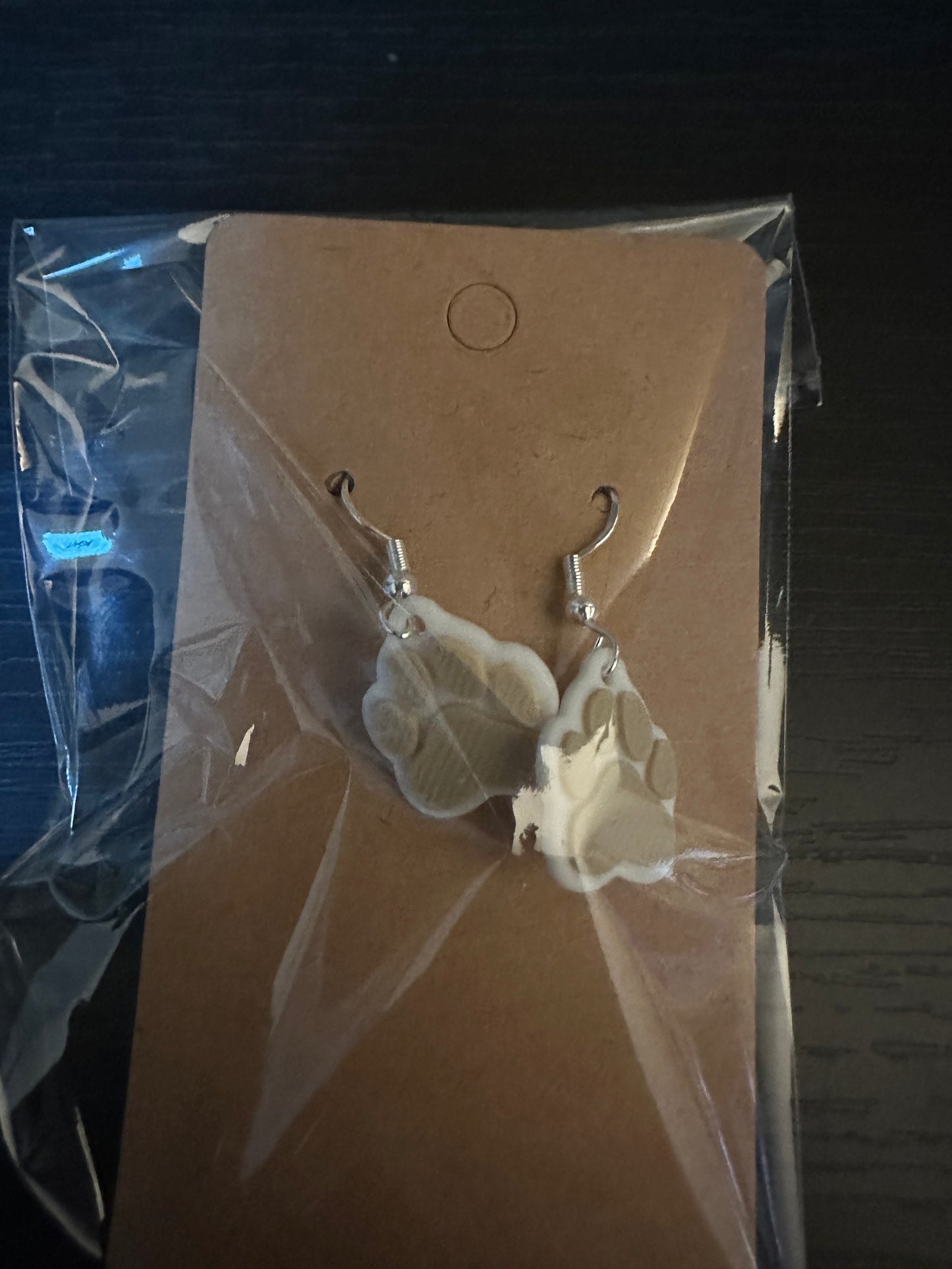 3d printed paw print earrings