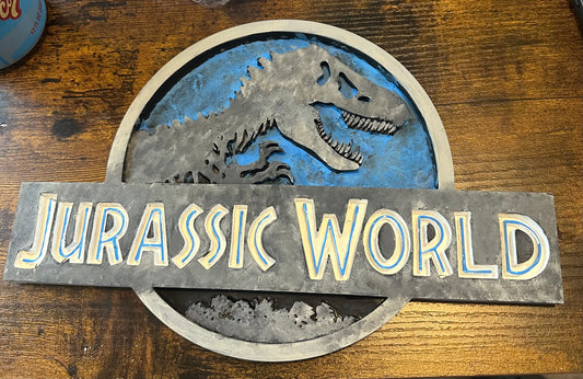 3D printed Jurassic world sign