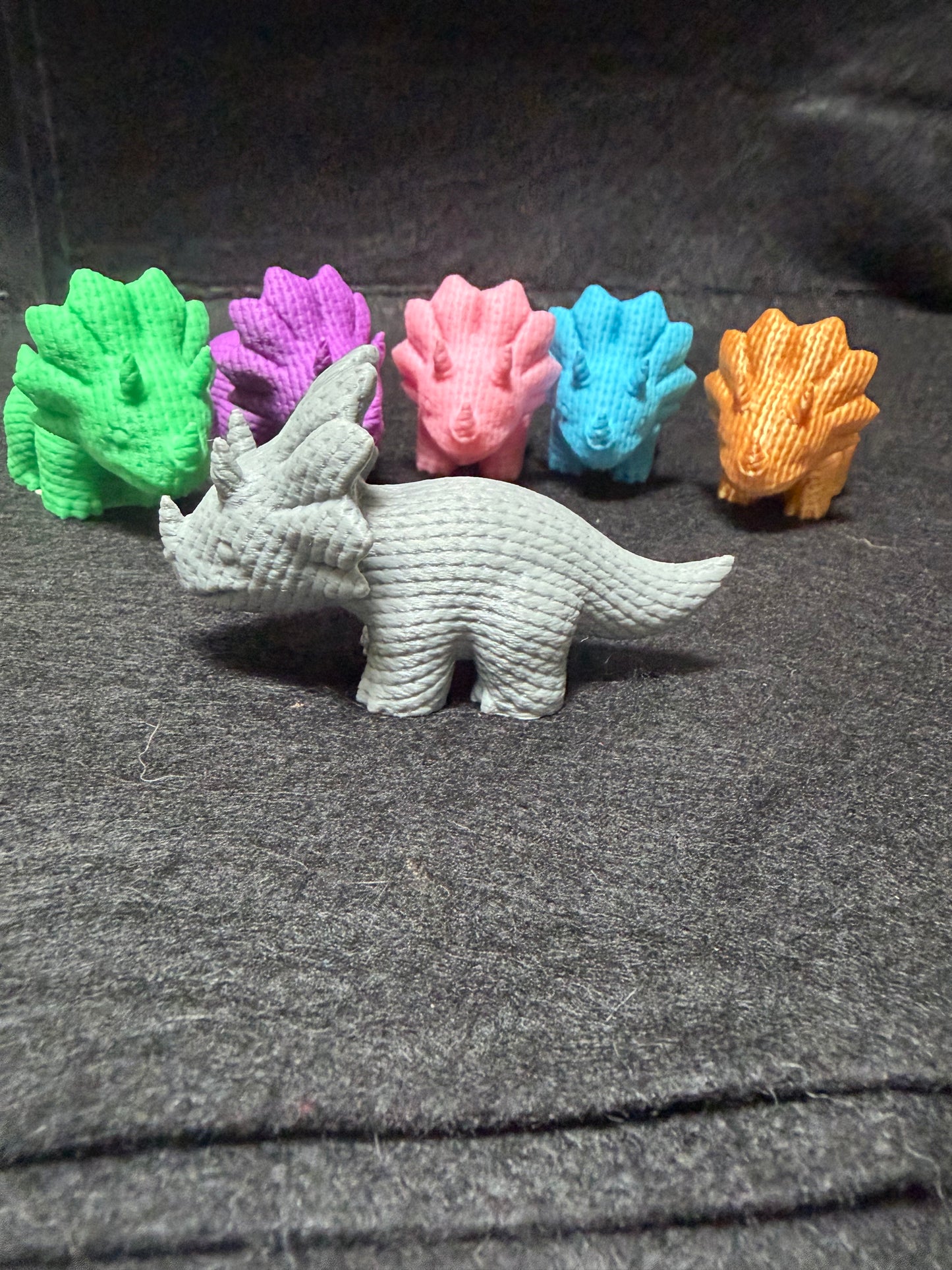Knitted triceratops