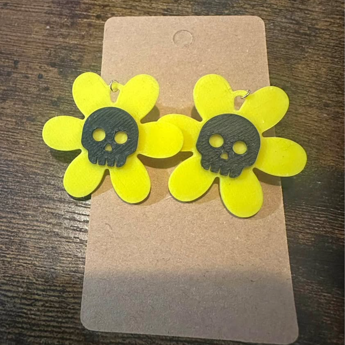 Flower skull earrings